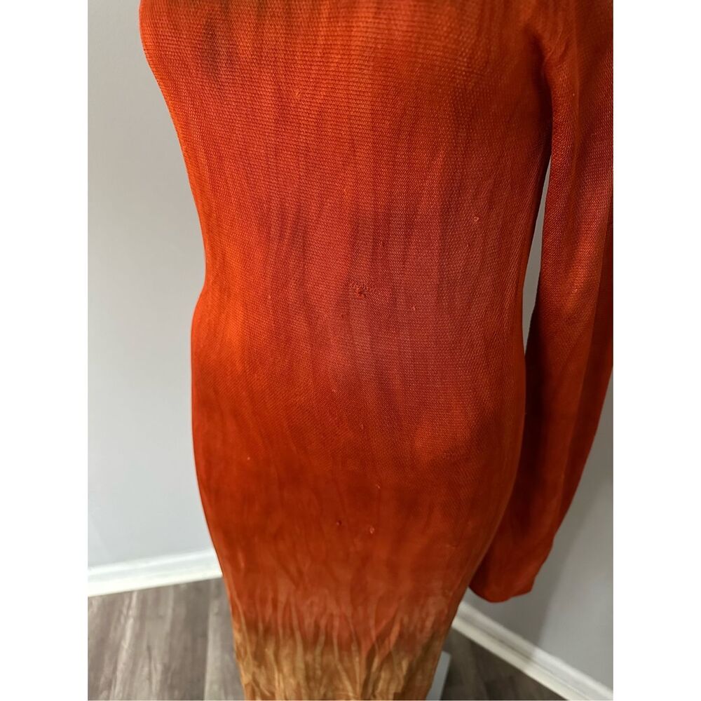 Altuzarra Mock Neck Hand Dyed Fall Winter 23 Rhea Maxi Dress Coral Medium $1995 - Picture 8 of 15